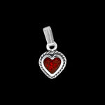 Sterling Silver Tiny inlaid Heart pendant in red opal or pink resin twisted wire