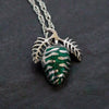 925 Sterling Silver & Green Malachite Pine Cone Pendant