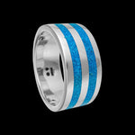 Size 9-925 Sterling Silver & Turquoise Two Loops Ring, Handmade Gemstone Jewelry, Statement Birthstone Band