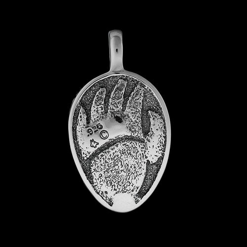 925 Sterling Silver Turquoise Bear Track Pendant, Paw & Claw Design, Handmade Animal Necklace, Handcrafted Gemstone Jewelry