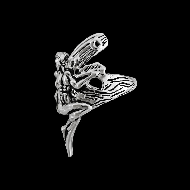 Beautiful sterling silver ring with Male faerie fairy design