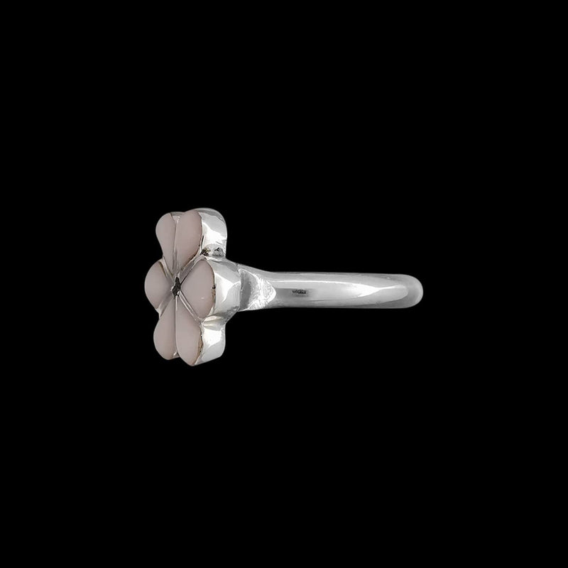 Size 5.5 - Vintage 925 Sterling Silver Rose Quartz Flower Ring, Simple Floral Design, Handmade Gemstone Jewelry, Statement Birthstone Band