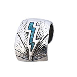 Vintage Southwestern Sterling Silver Ear Cuffs – Turquoise Inlaid Lightning Bolt & Butterfly Design