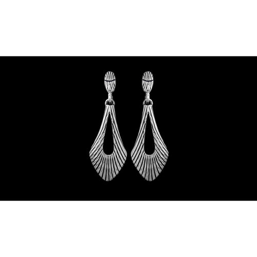 925 Sterling Silver Vintage Earrings • 1950s Design • Diamond Cut Details