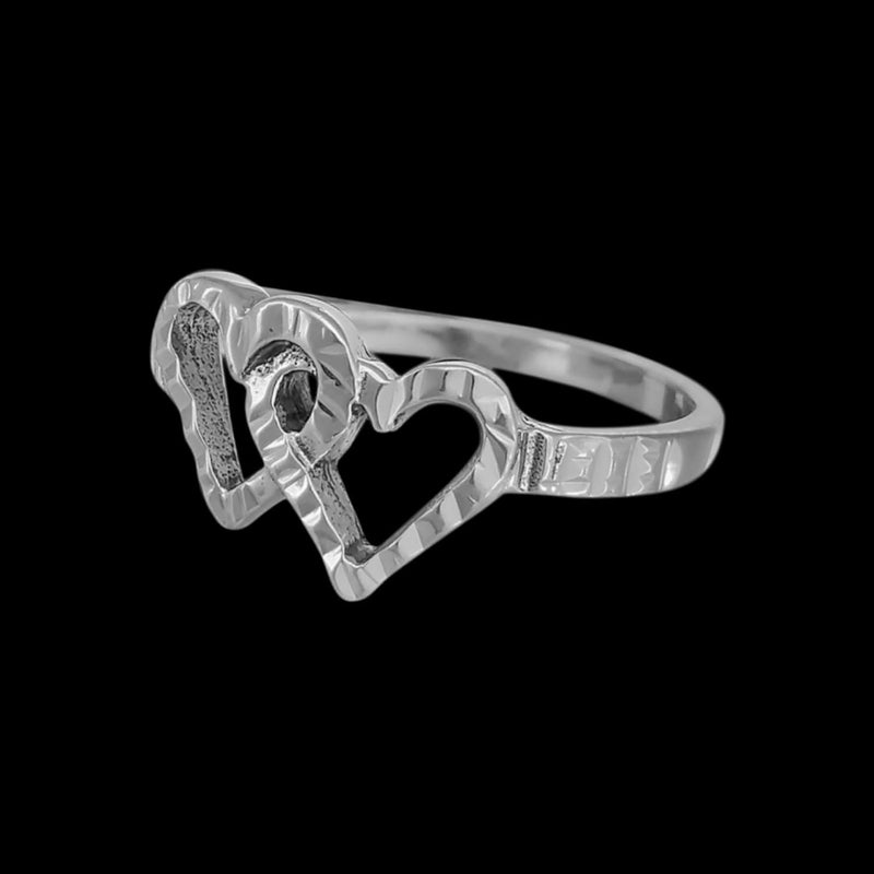 Diamond Cut United Hearts Ring
