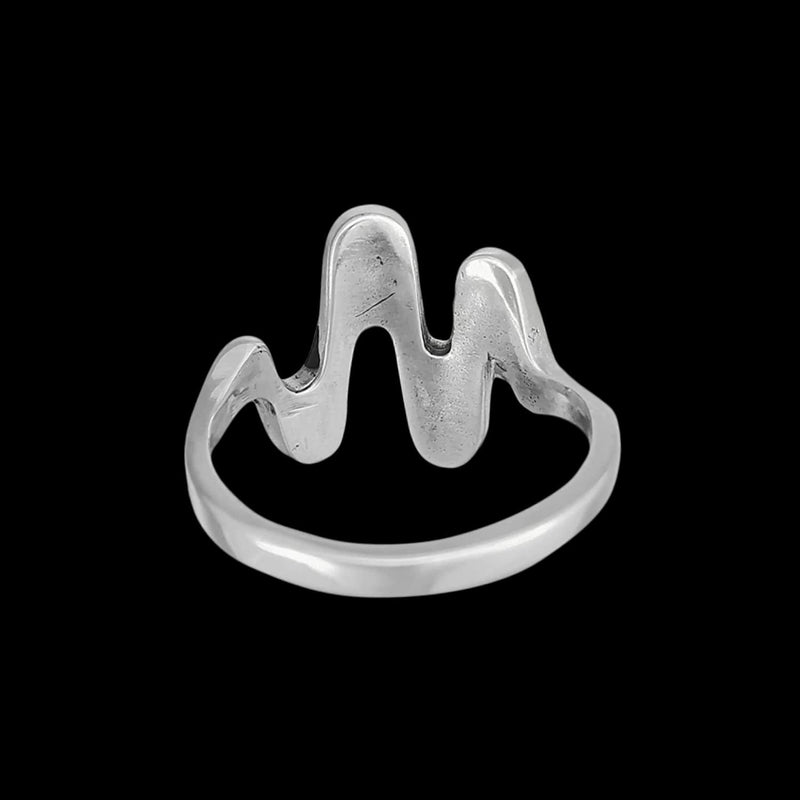 Size 5-925 Sterling Silver Azurite Chip Wave Ring, Groovy Sound Wave Design, Handmade Gemstone Jewelry, Statement Birthstone Band