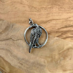 Sterling Silver Raven and Moon Pendant – Mystical Wiccan Charm