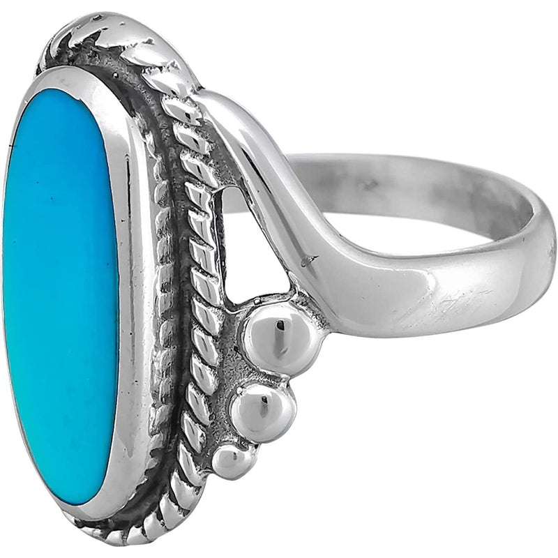 Size 8-925 Sterling Silver Turquoise Resin Magnificent Oval Ring, Curved Braided Design, Handmade Statement Jewelry
