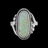 Size 7.5-925 Sterling Silver & White Opal Magnificent Oval Ring, Curved Braided Design, Handmade Opal Jewelry, Statement Birthstone Band
