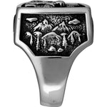 Size 12.5 - Red Opal Mountain Scene Square Ring