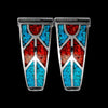 Sterling Silver Turquoise and Coral Woven Pattern Watch Tips