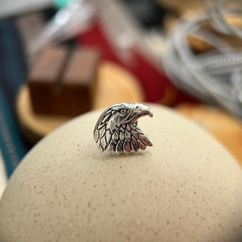 Sterling Silver Diamond-Cut American Bald Eagle Tie Tack – Patriotic and Refined