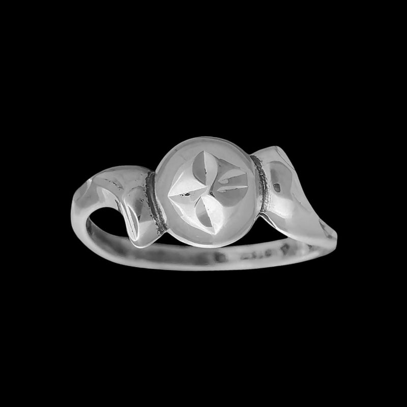 Sterling Silver Diamond Cut Sphere Ring
