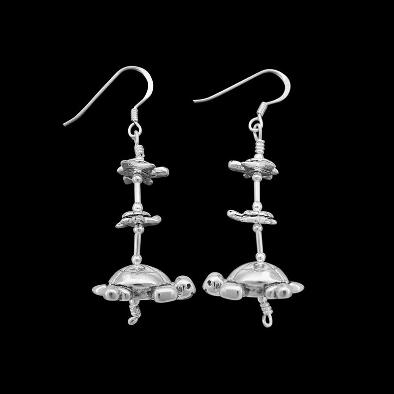 Sterling Silver Native American Turtle Fetish Earrings