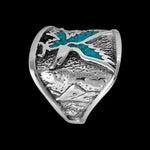 R37 Size 10-925 Sterling Silver Eagle Ring inlaid with Turquoise