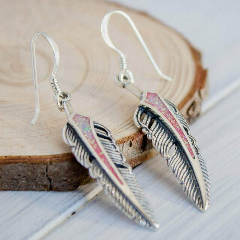 Eagle Feather Earrings • 925 Sterling Silver • Navajo Inspired • Bird Feather Jewelry