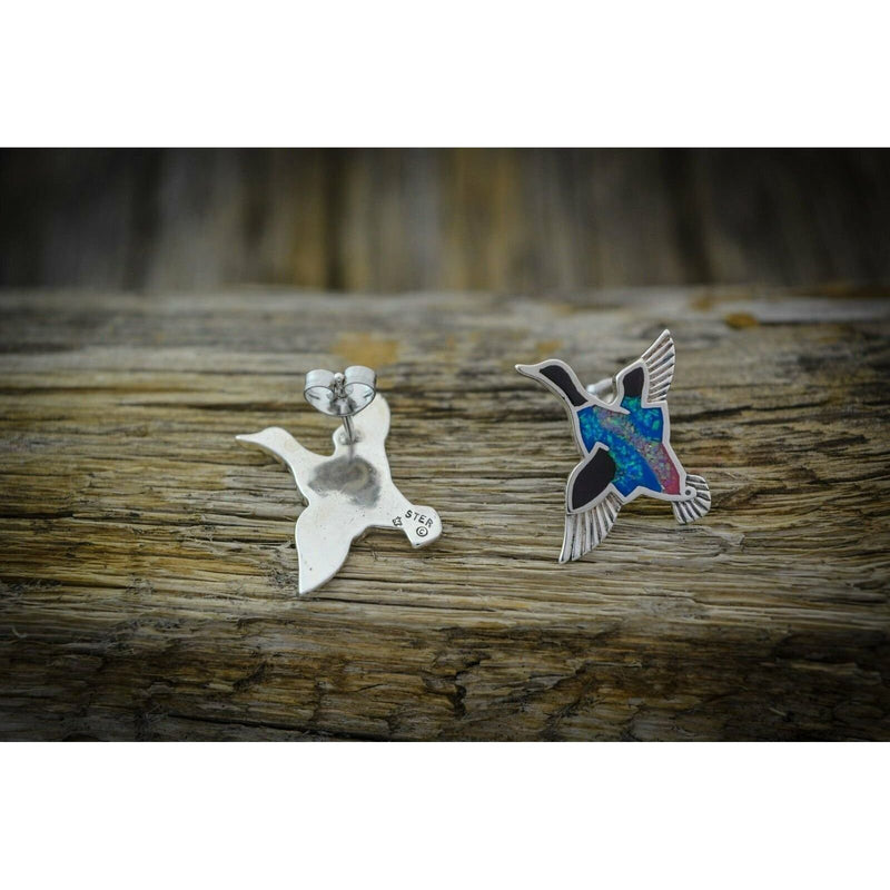 Sterling Silver Duck Earrings • Navajo Handmade • Mallard Duck Design