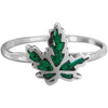 Sterling Silver Malachite Palmate Leaf Ring