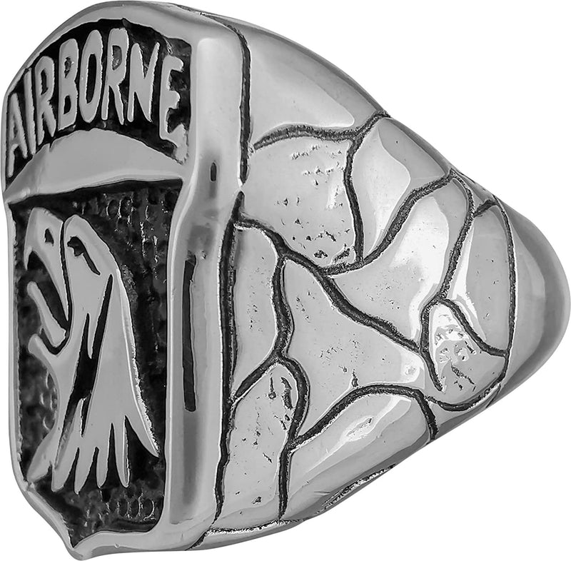 Airborne Ranger Ring, 925 Sterling Silver Ring, R54 Ring, Size 10 Ring, G&S Rings, Army Ring, Screaming Eagles, Old Abe