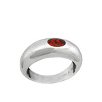 Size 8-925 Sterling Silver Large Oval Inset Band, Red Opal, Handmade Oval Statement Ring, Geometric Pattern