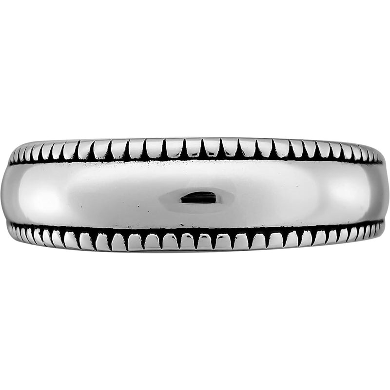 Sterling Silver High Polish Beaded Edge Band
