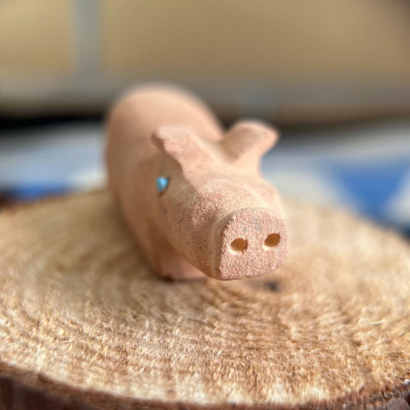 Zuni Sandstone Pig Fetish – Hand-Carved by Brandon Phillips