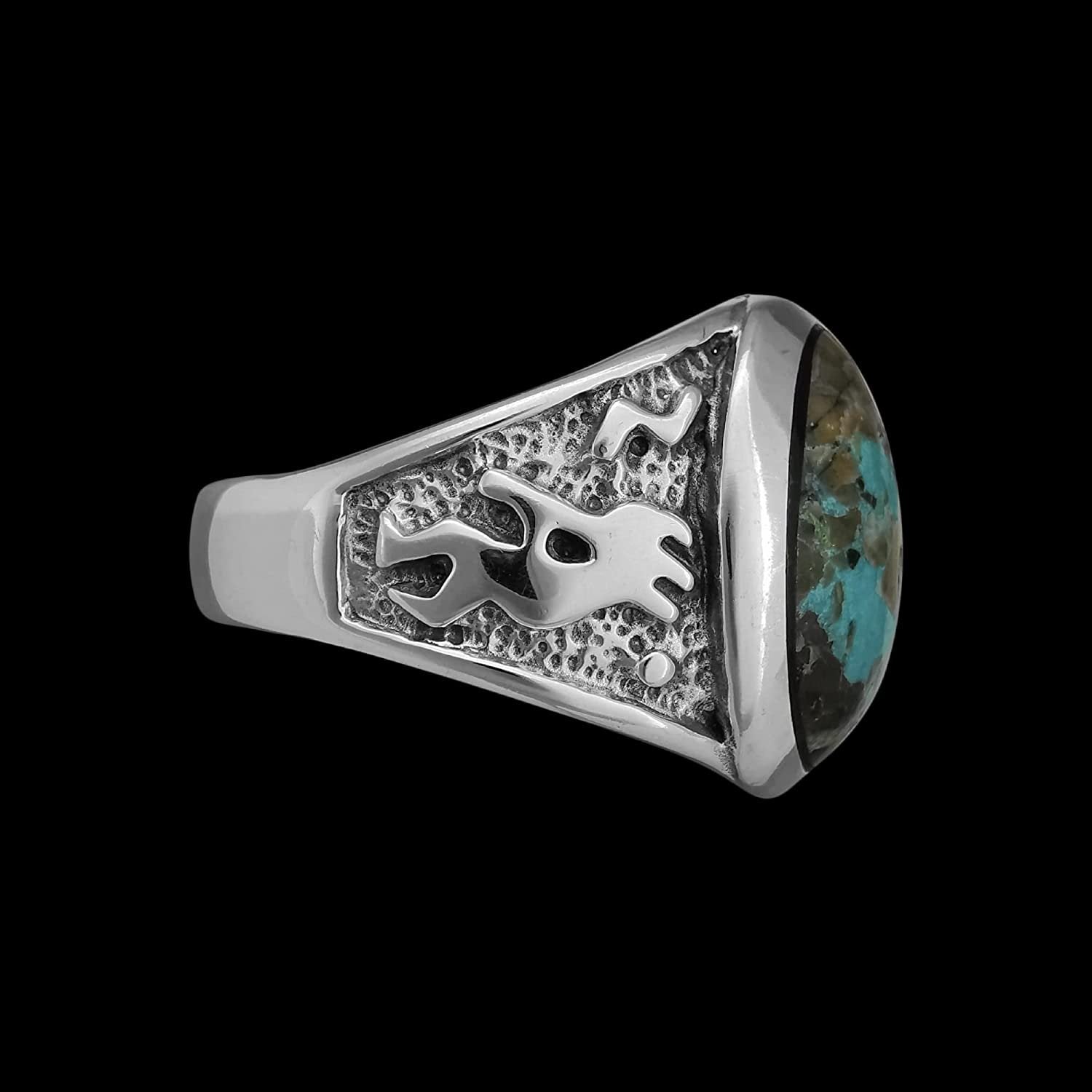 Kokopelli Ring, Turquoise Ring, 925 Sterling Silver Ring, Navajo 