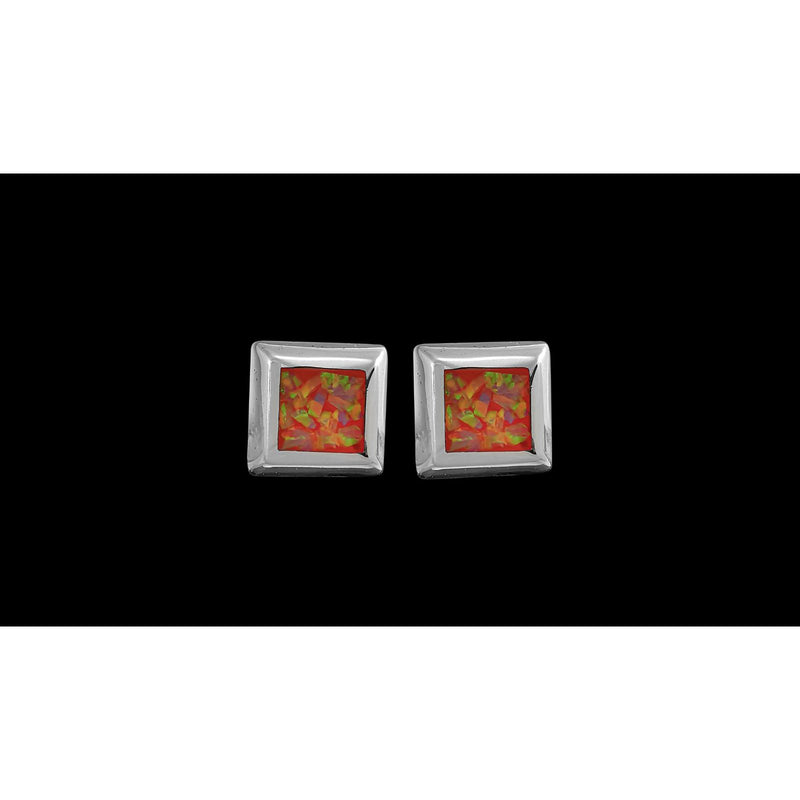 925 Sterling Silver Square Earrings, Orange Opal Earrings, Bridal Earrings, Wedding Earrings