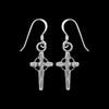 925 Sterling Silver Diamond Cut Cross Dangle Earrings, Overlapped Halo Design, Handmade Drop Earrings, Detailed Handcrafted Jewelry