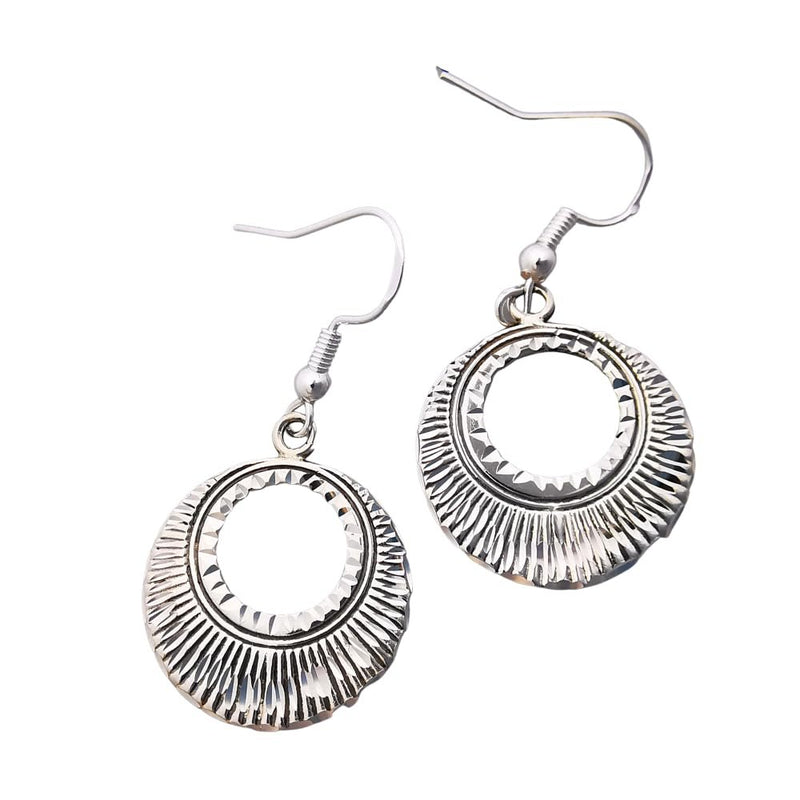 Sterling Silver Mid-Century Modern Diamond-Cut Dangle Earrings