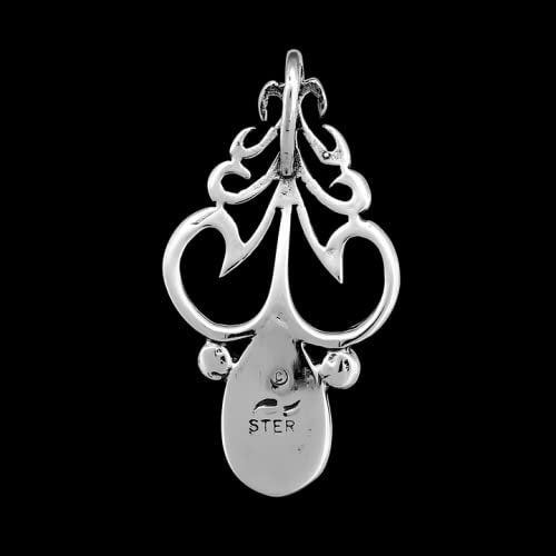 Sterling Silver and Black Resin Teardrop Pendant with Filigree Design