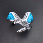 Size 10 Turquoise inlaid Sterling Silver Bald Eagle Ring