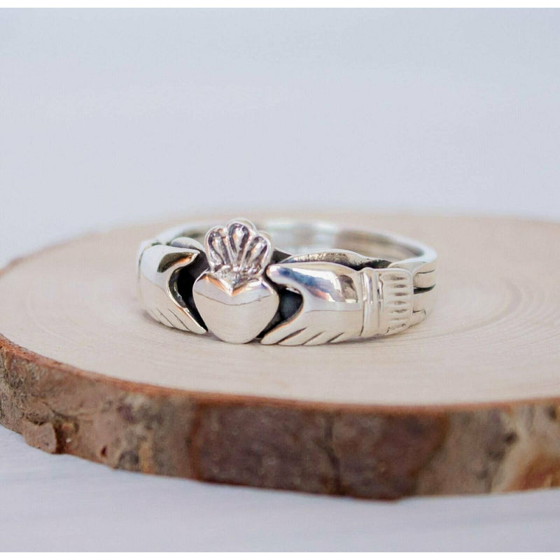 4-Piece Claddagh Puzzle Ring • 925 Silver • Interlocking Bands • Love Knot