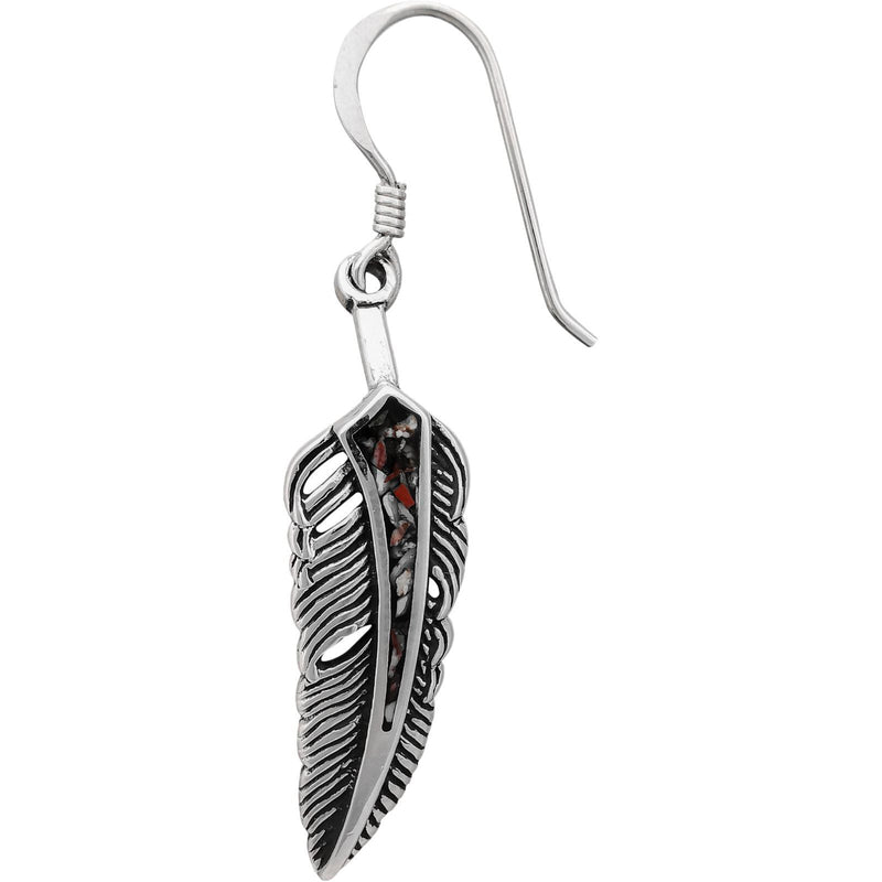925 Sterling Silver Feather Earrings, Wild Horse Earrings, Magnesite Earrings