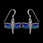 Lapis Lazuli and Blue Opal Dangle Dragonfly Earrings