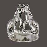 925 Sterling Silver Pair of Horse Ring, Size 7 Ring, Pony Ring