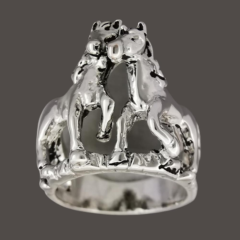 925 Sterling Silver Pair of Horse Ring, Size 7 Ring, Pony Ring