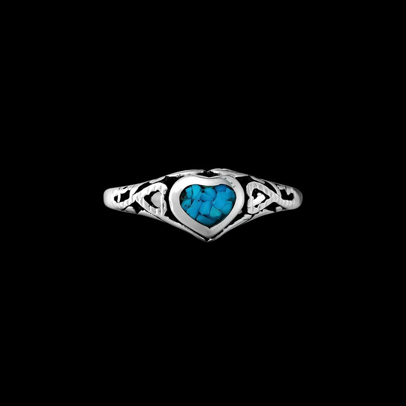 Size 7 - Turquoise Three Hearts Ring