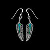 925 Sterling Silver Feather Earrings, Blue Opal Earrings, Eagle Feather Earrings