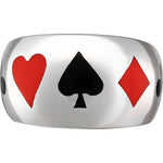 Size 10-925 Sterling Silver Card Shark Ring, Black & Red Resin, Playing Card Design, Handcrafted Symbol Jewelry