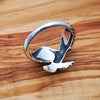 Size 10 Turquoise inlaid Sterling Silver Bald Eagle Ring