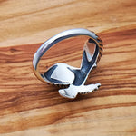 Size 10 Turquoise inlaid Sterling Silver Bald Eagle Ring