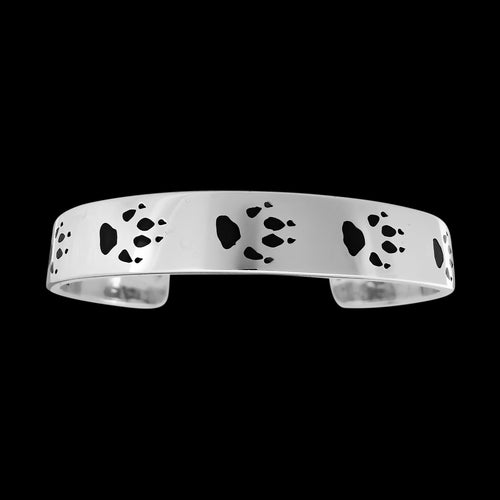 Native American Wolf Paw Bracelet • 925 Sterling Silver Cuff • Handmade Jewelry