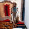 Navajo Handmade Dreamcatcher, Quartz Crystal, Feathers, Red Orange