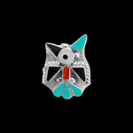 Size 7 - Native American Roadrunner Zuni Ring with Turquoise, Red Coral, Jet, Mother of Pearl Ring