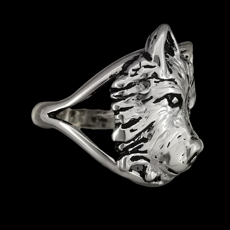 Size 6-925 Sterling Silver Grey Wolf Ring