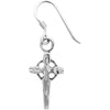 925 Sterling Silver Diamond Cut Cross Dangle Earrings, Overlapped Halo Design, Handmade Drop Earrings, Detailed Handcrafted Jewelry