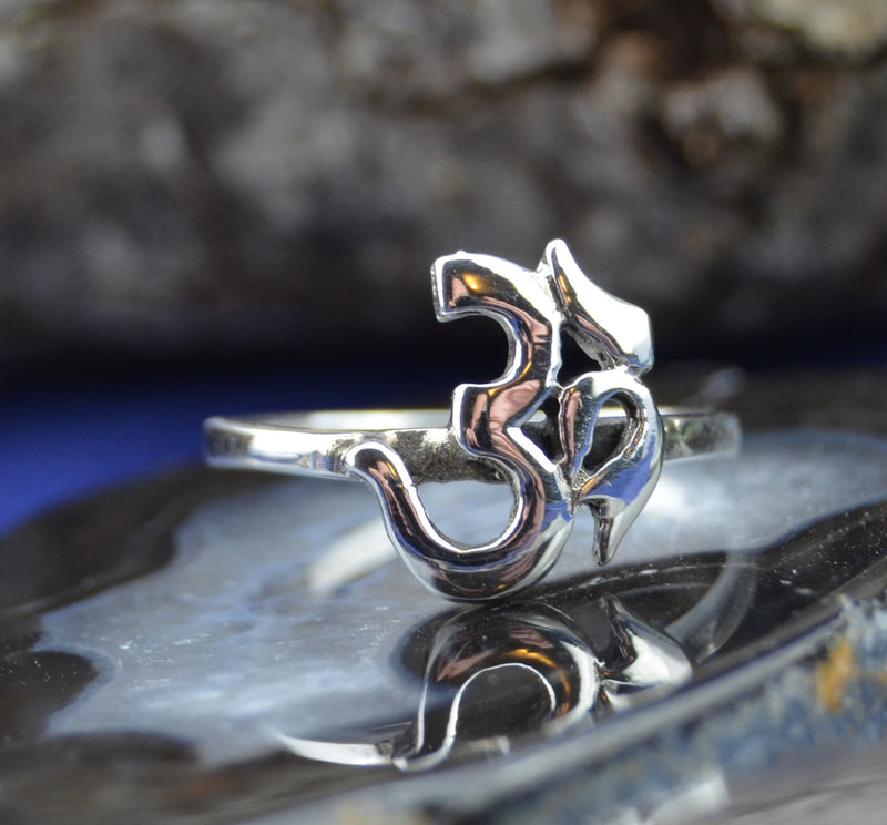 Sterling Silver OM Symbol Ring | Hindu Sacred Sound | Spiritual Jewelry