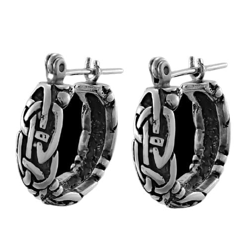 925 Sterling Silver Celtic Tribal Hoop Earrings