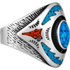 Size 10-925 Sterling Silver Turquoise & Red Coral Ring, Southwestern Roie Jaque Design, Handmade Gemstone Band, Handcrafted Statement Birthstone Jewelry